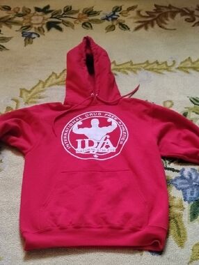 Men's Red Hoodie with White IDA Athletic Logo